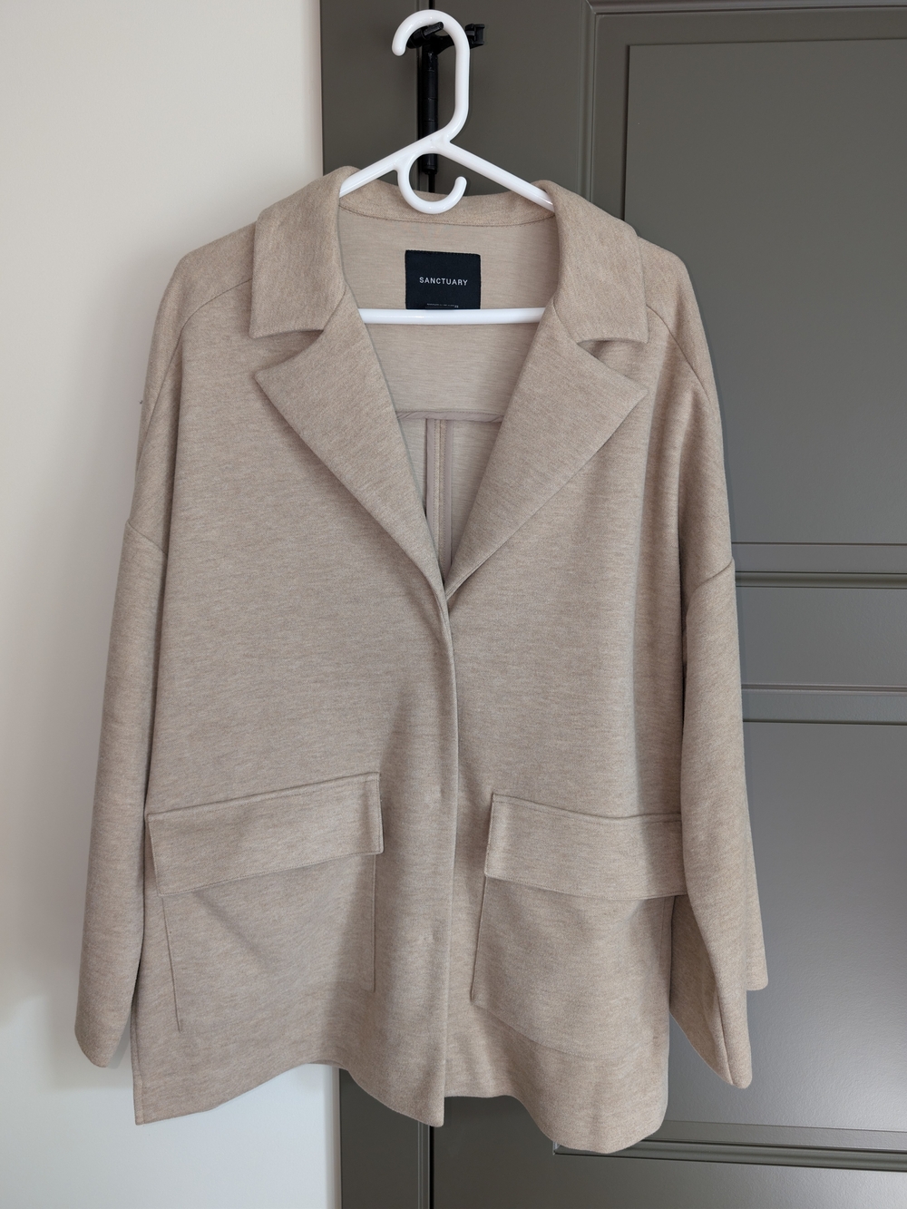Sanctuary Relaxed Beige Open Blazer Jacket